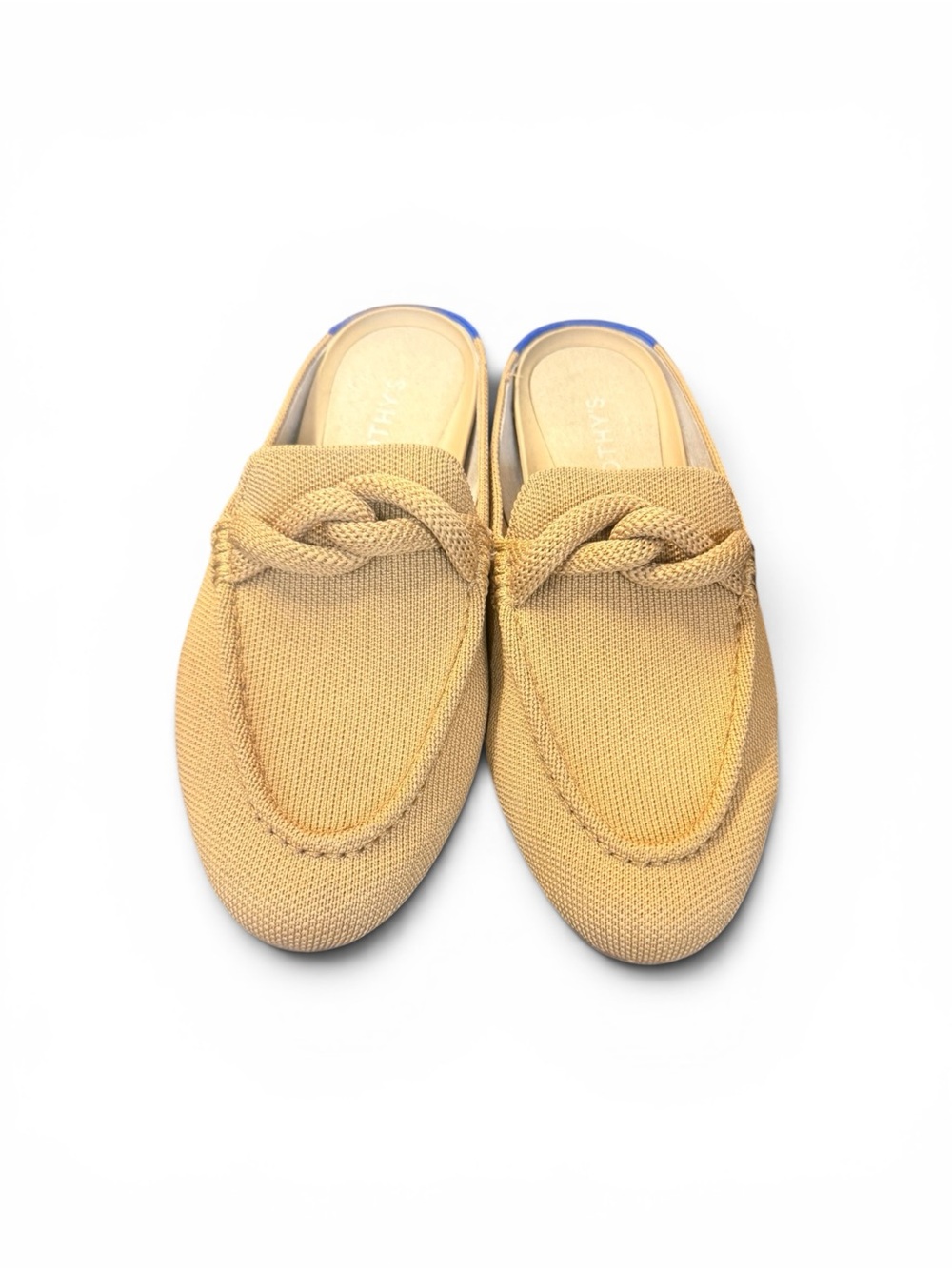 Rothy’s The Point Beige Knit Braided Mule Loafers Women’s Size 5.5